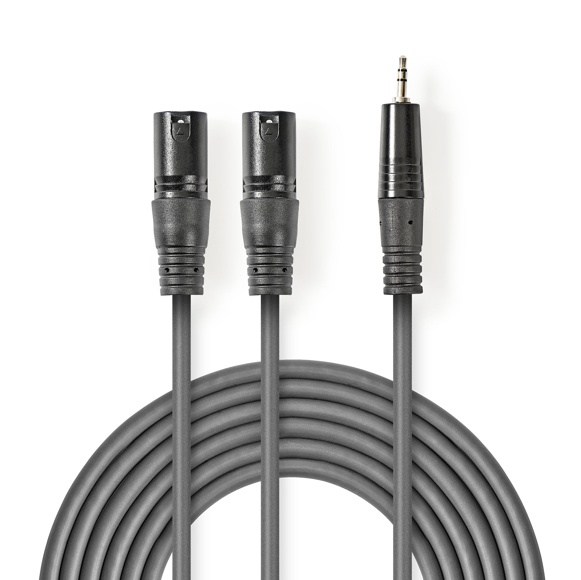 RS PRO Male 3 Pin XLR to Female 3 Pin XLR Cable, Black, 1.5m