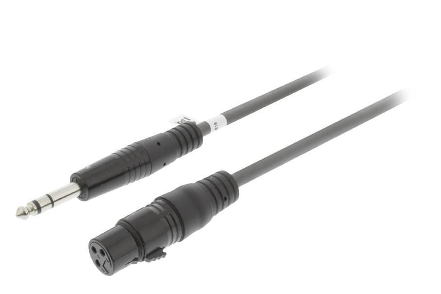 RS PRO Male 3 Pin XLR to Female 3 Pin XLR Cable, Black, 1.5m